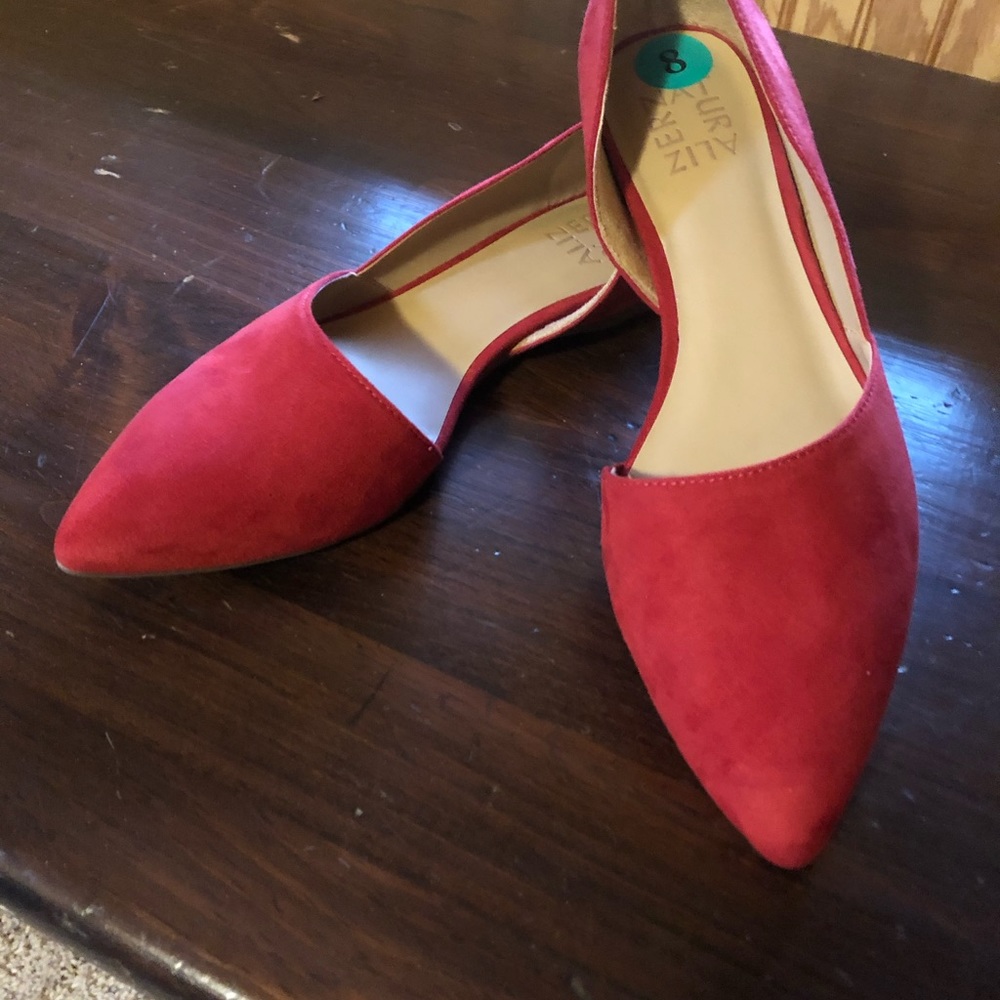 D’Orsay Red Suede Flats